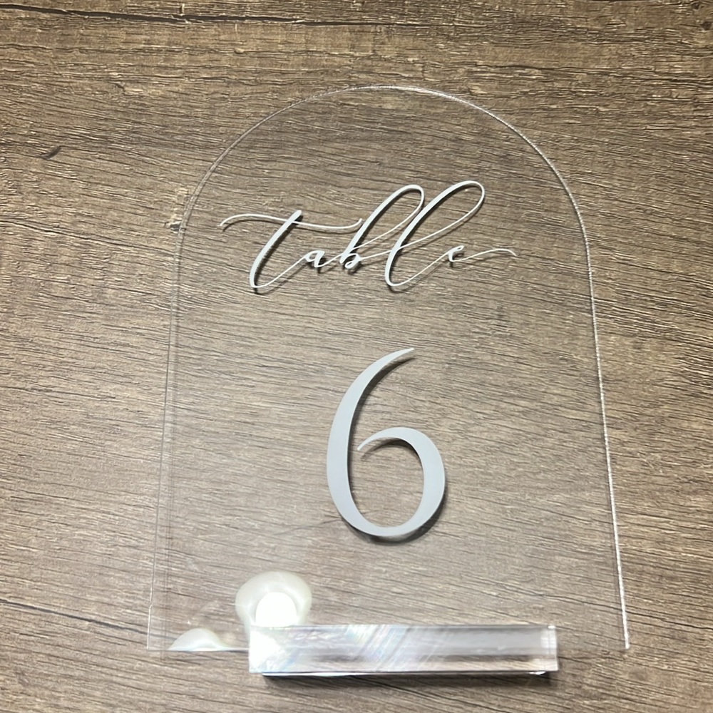 Clear Acrylic Table Number Sign